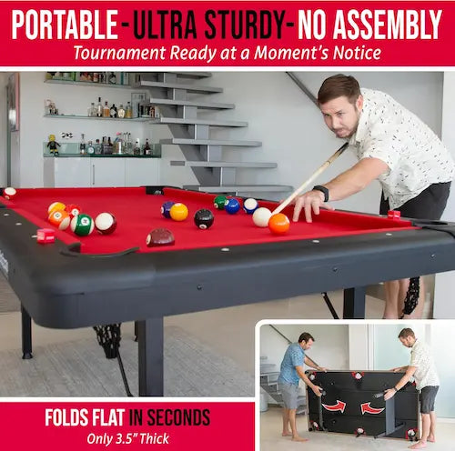 Portable Foldable Pool Table (6ft / 7ft / 8ft) – Complete Game Set